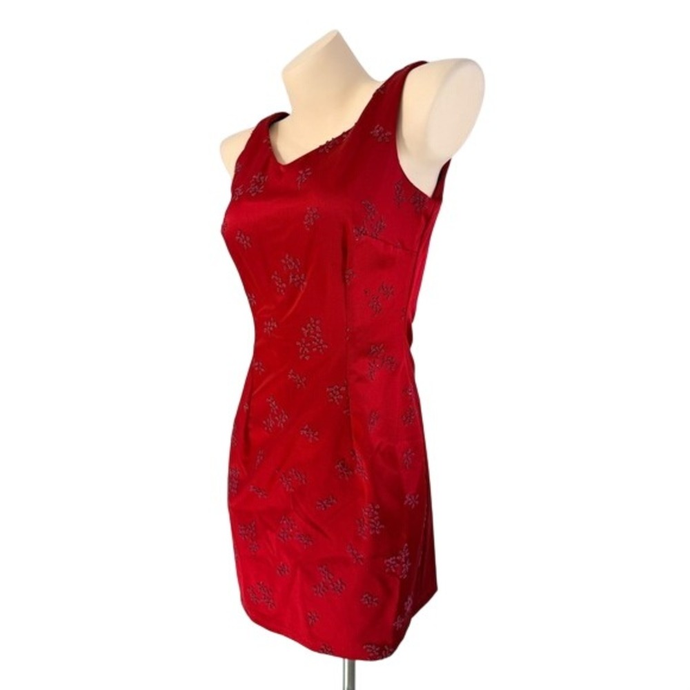 All That Jazz Vintage Coquette Red Beaded Satin Mini Dress Size 7/8 Made in USA - Picture 6 of 14